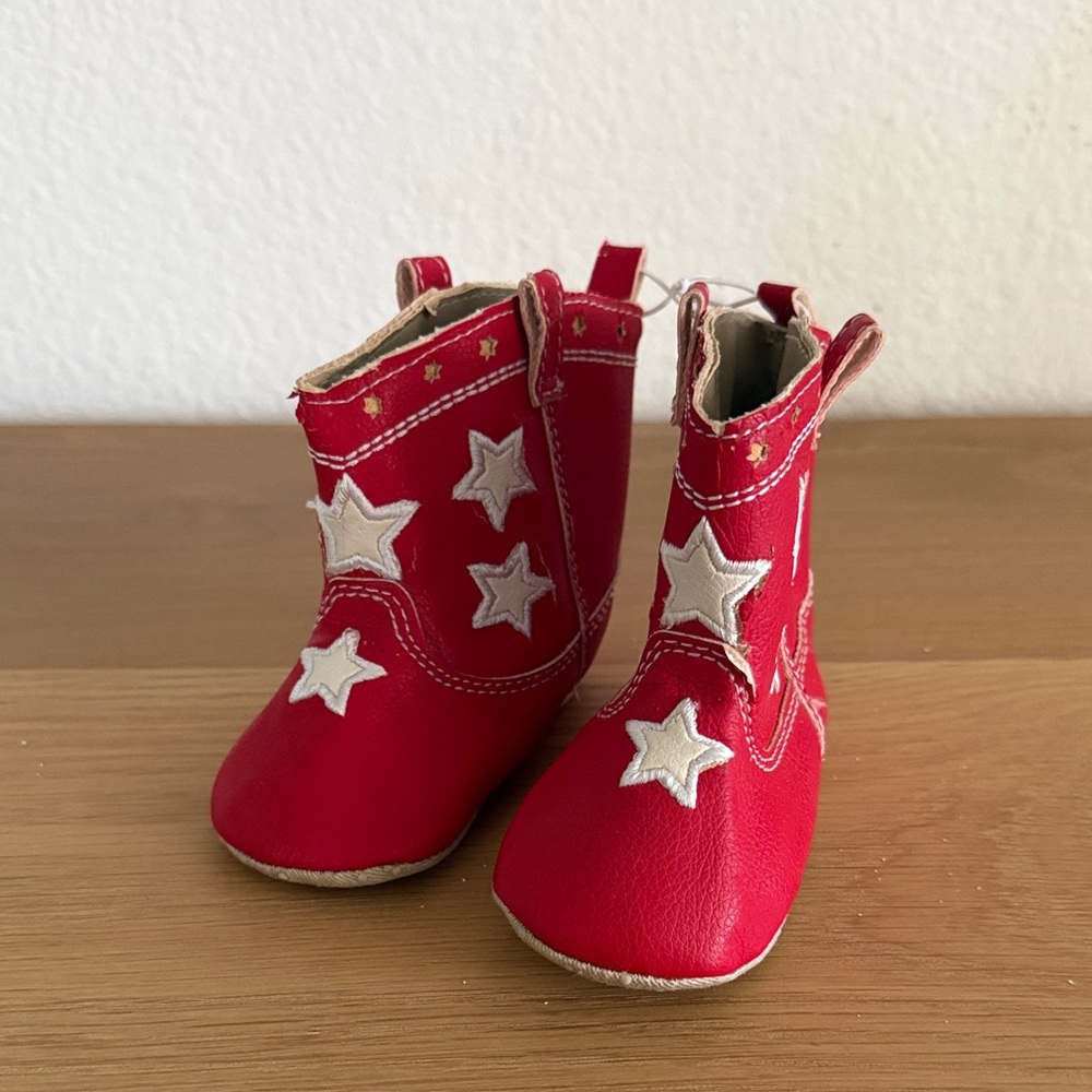 Old Navy infant soft cowboy red booties NWOT